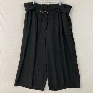 New City Chic Black Wide Leg High Rise Belted Crop Pants size‎ 22 Plus
